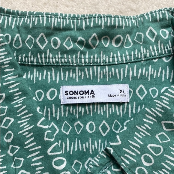 Sonoma Green Patterned Men's Shirt Size Extra Large - Picture 3 of 9